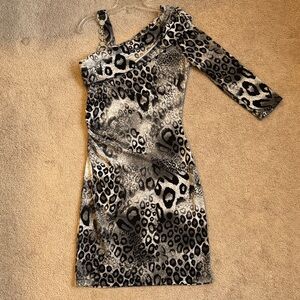 Cache 90’s Cheetah Print One-Shoulder Dress